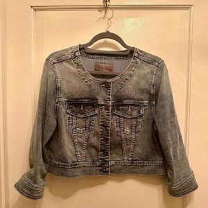 Torrid Colarless Crop Denim Jacket 1